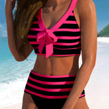 Laluna® | Svītrainais bikini ar augsto jostasvietu