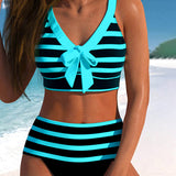 Laluna® | Svītrainais bikini ar augsto jostasvietu