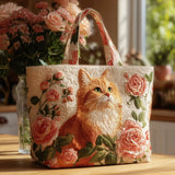 Taška Sac Artisanal ar Rozā Rožu Motīvu - Chat Roux