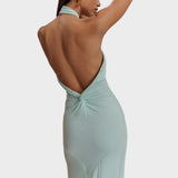 Milica - Slinky Halter Maxi Kleita