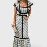 Dianne | Retro Svītrainā Maxi Kleita