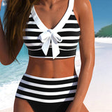Laluna® | Svītrainais bikini ar augsto jostasvietu