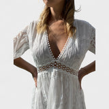 Marinka - Eleganta Boho Kleita ar Mežģīnēm