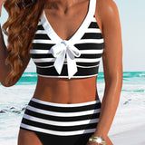 Laluna® | Svītrainais bikini ar augsto jostasvietu