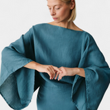 Filipa - Kimonos Kleita no Linu un Kokvilnas ar Jostu
