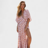 Vilma - Boho rozā kleita ar šķēlumu
