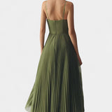 Nives - Plisēta šifona kleita ar sirds formas dekoltē un korzetu